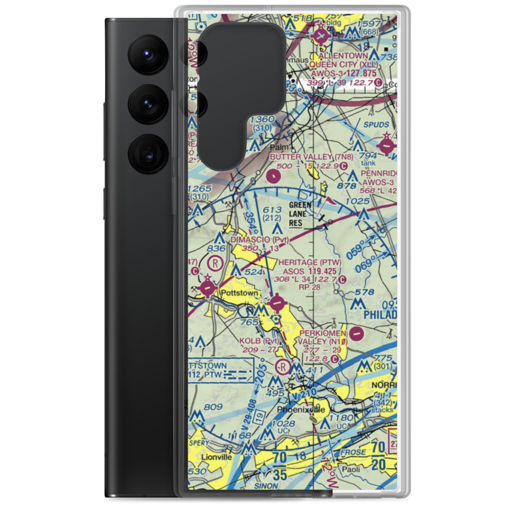 Drewniany-Springmeadow Airport (PA85) VFR Sectional Samsung Case Samsung Galaxy S22 Ultra model shown