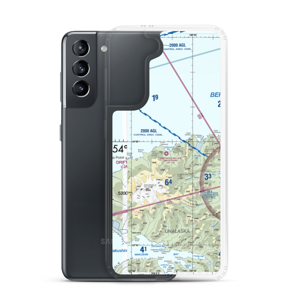 Driftwood Bay Air Force Station Airport (AK23) VFR Sectional Samsung Case Samsung Galaxy S21 model shown
