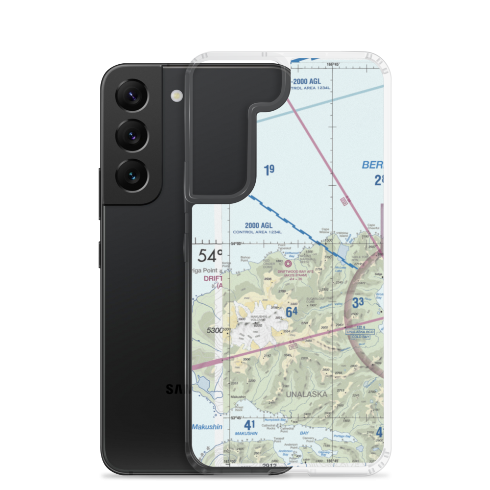 Driftwood Bay Air Force Station Airport (AK23) VFR Sectional Samsung Case Samsung Galaxy S22 model shown
