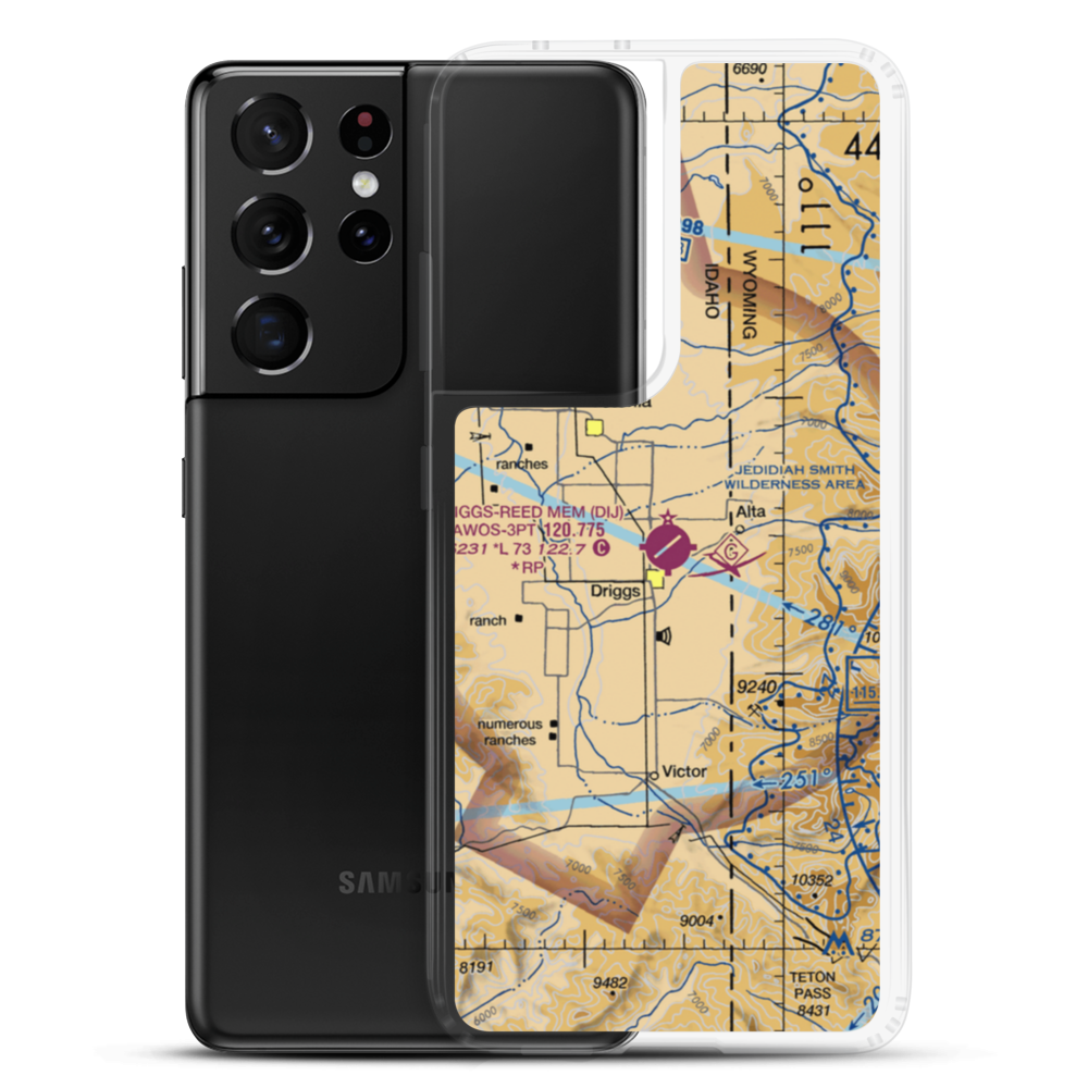 Driggs Reed Memorial Airport (DIJ) VFR Sectional Samsung Case Samsung Galaxy S21 Ultra model shown