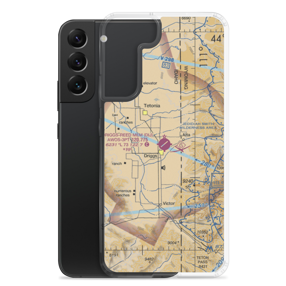 Driggs Reed Memorial Airport (DIJ) VFR Sectional Samsung Case Samsung Galaxy S22 Plus model shown