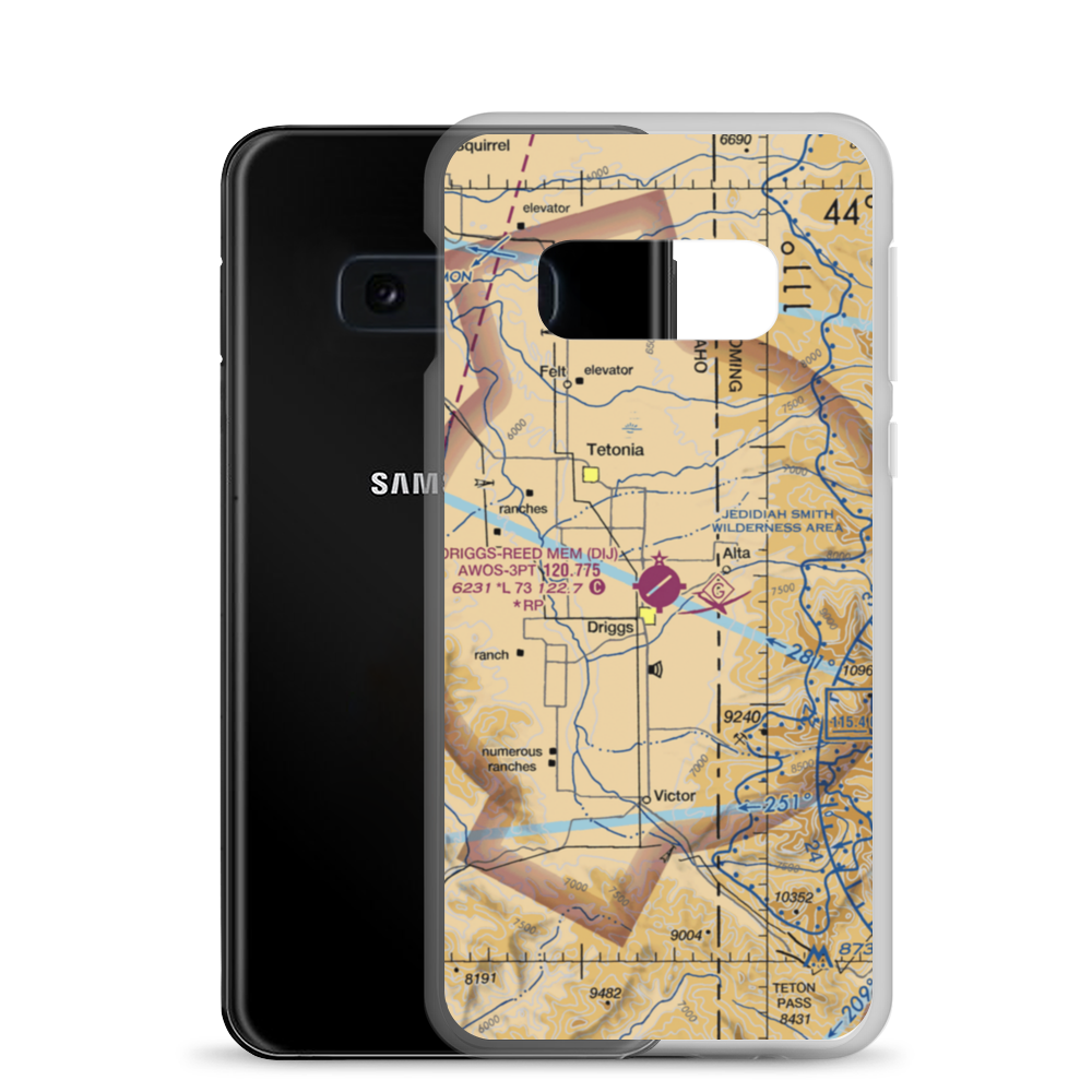 Driggs Reed Memorial Airport (DIJ) VFR Sectional Samsung Case Samsung Galaxy S10e model shown