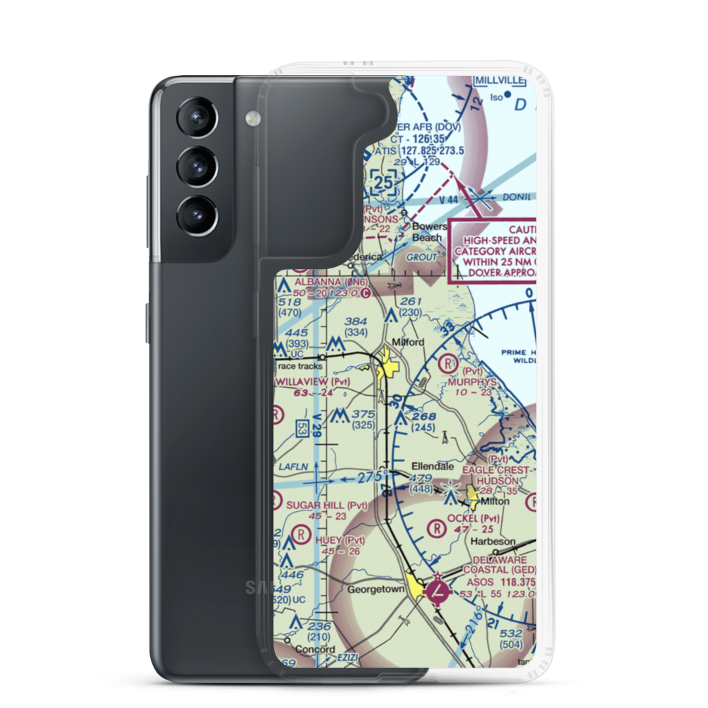 Drummond Airport (DE11) VFR Sectional Samsung Case Samsung Galaxy S21 model shown