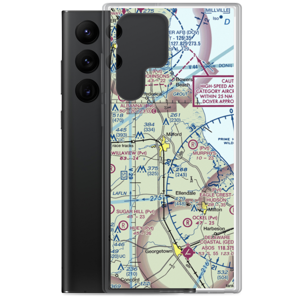 Drummond Airport (DE11) VFR Sectional Samsung Case Samsung Galaxy S22 Ultra model shown