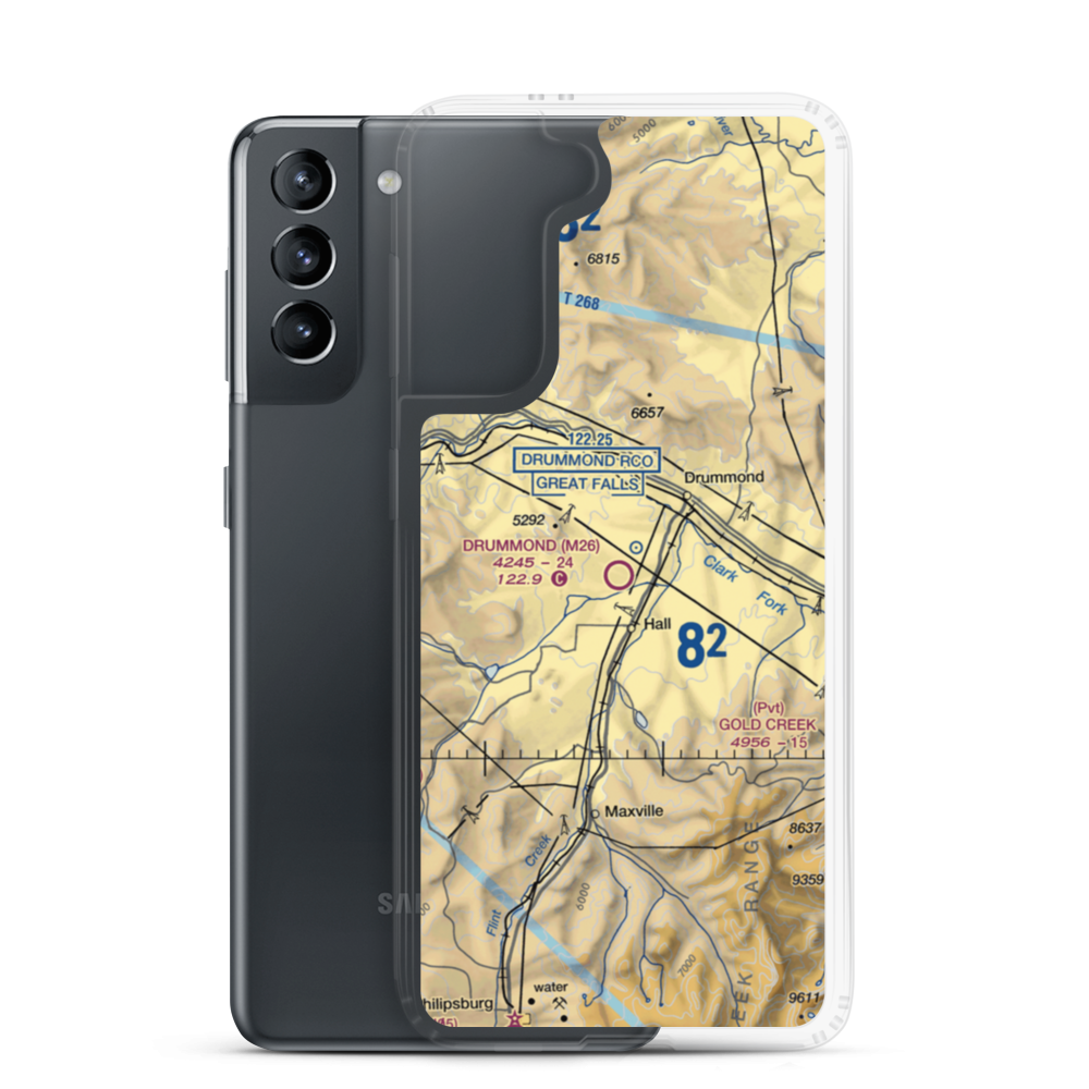 Drummond Airport (M26) VFR Sectional Samsung Case Samsung Galaxy S21 model shown