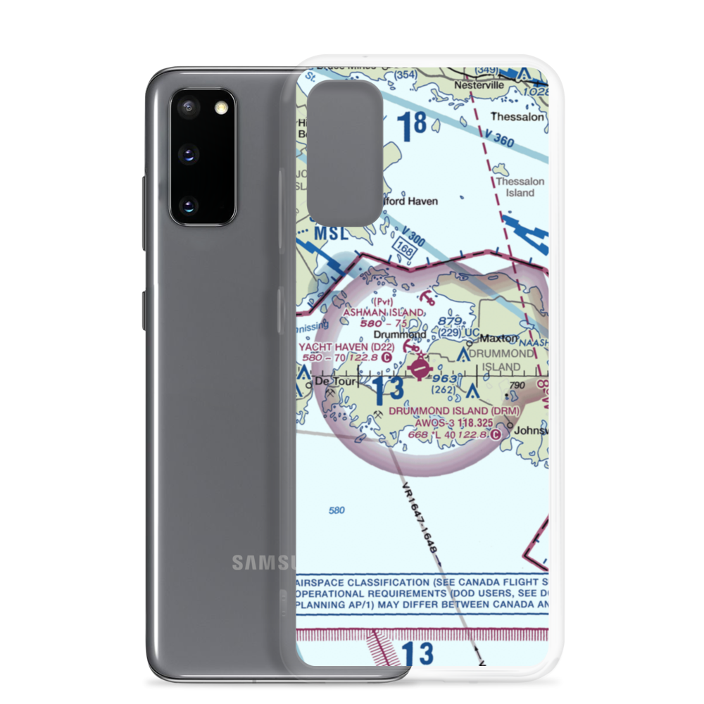 Drummond Island Airport (DRM) VFR Sectional Samsung Case Samsung Galaxy S20 model shown
