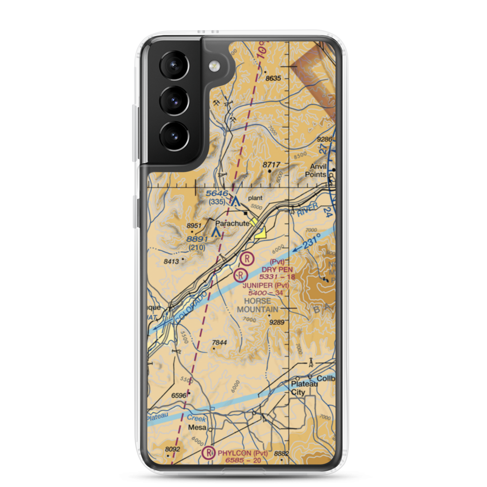 Dry Pen Airport (16CO) VFR Sectional Samsung Case Samsung Galaxy S21 Plus model shown