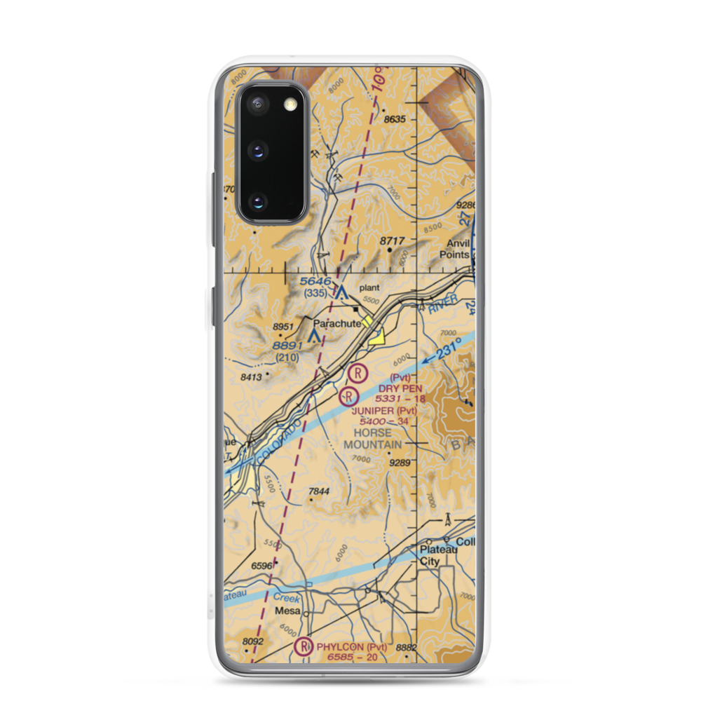 Dry Pen Airport (16CO) VFR Sectional Samsung Case Samsung Galaxy S20 model shown