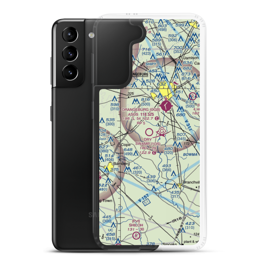 Dry Swamp Airport (1DS) VFR Sectional Samsung Case Samsung Galaxy S21 Plus model shown