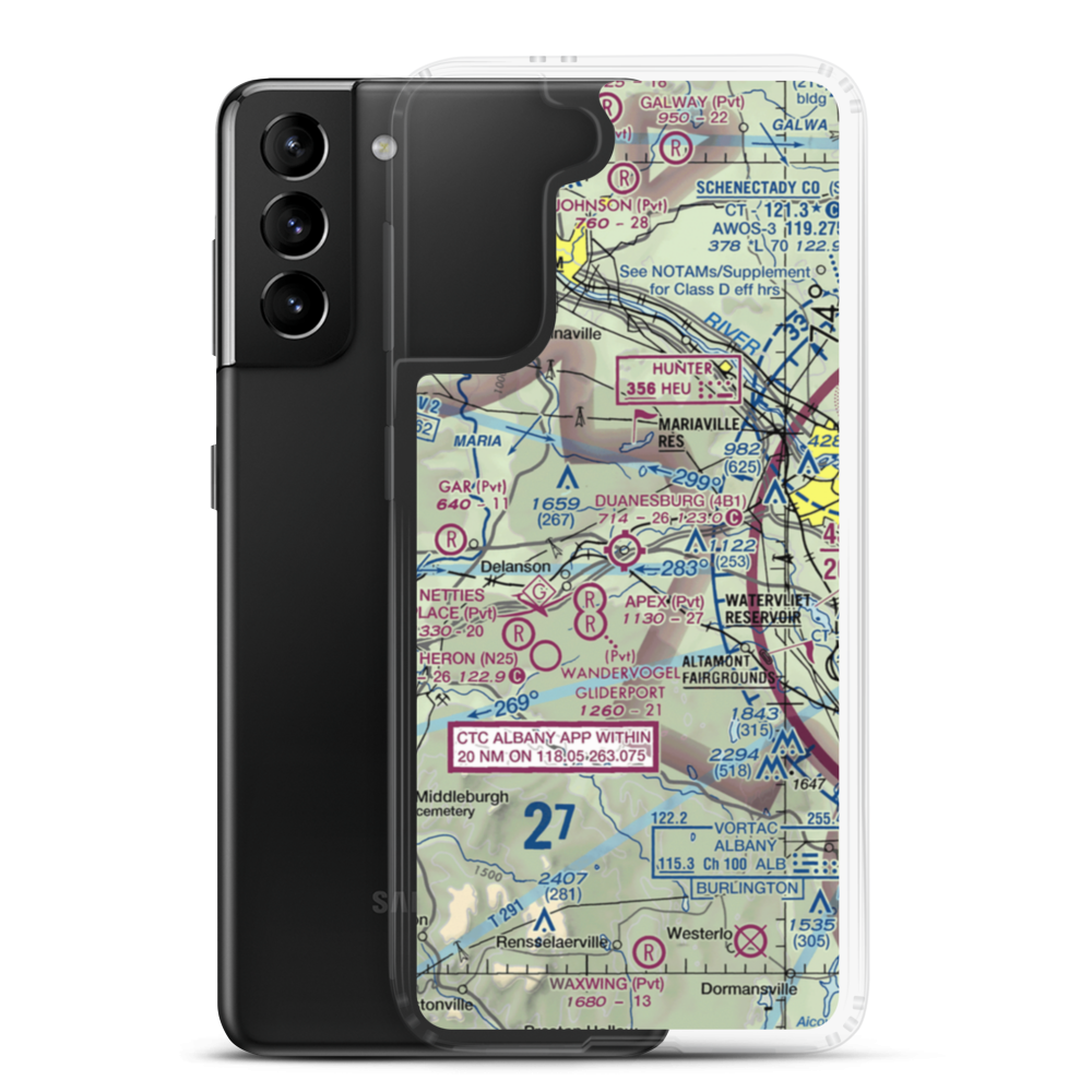 Duanesburg Airport (4B1) VFR Sectional Samsung Case Samsung Galaxy S21 Plus model shown