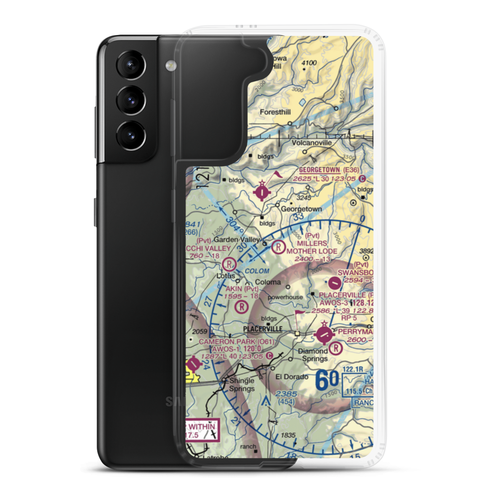 Dubey Airport (29CN) VFR Sectional Samsung Case Samsung Galaxy S21 Plus model shown