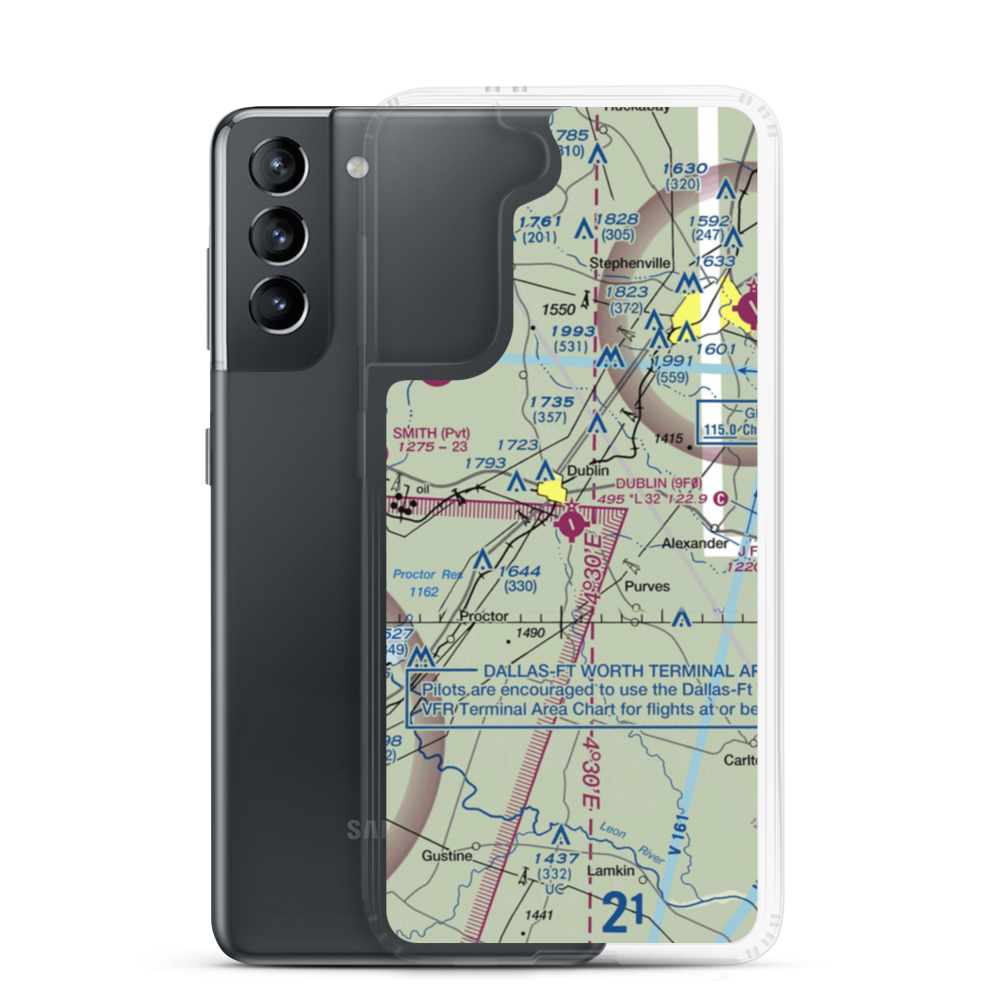 Dublin Municipal Airport (9F0) VFR Sectional Samsung Case Samsung Galaxy S21 model shown