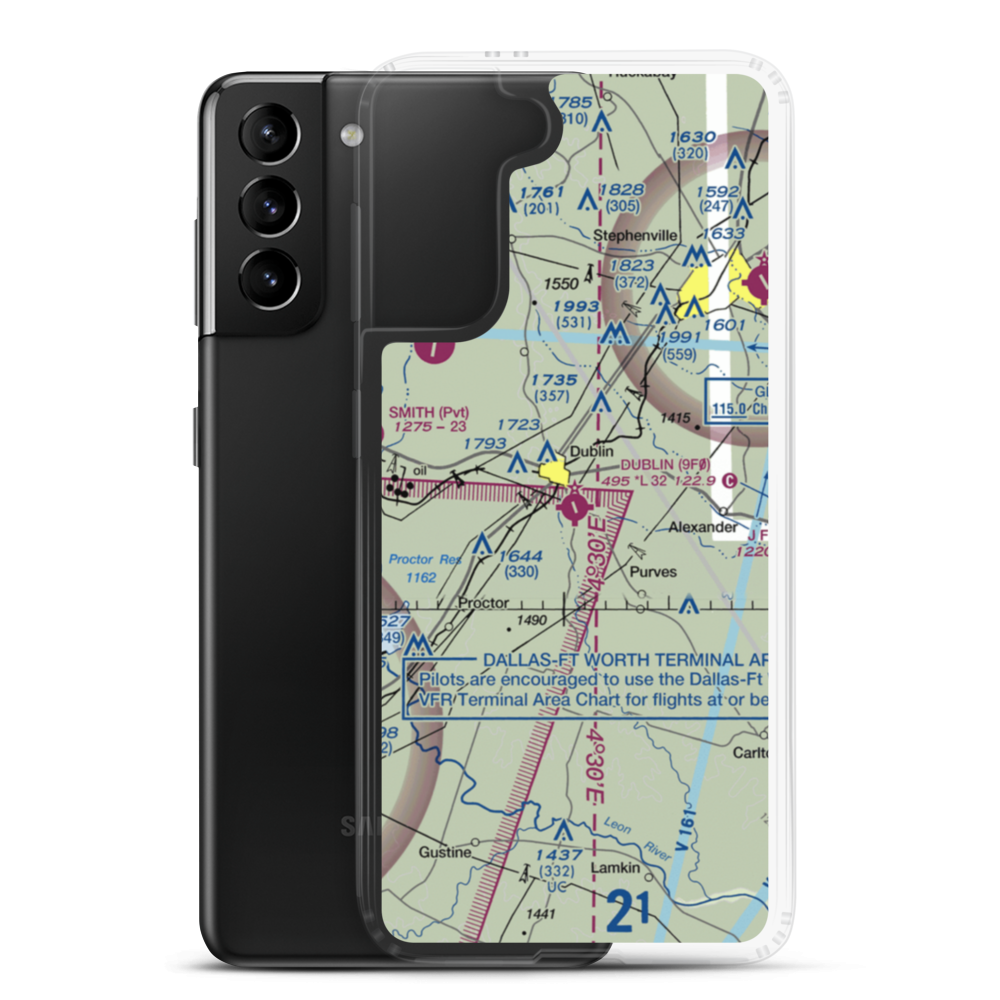 Dublin Municipal Airport (9F0) VFR Sectional Samsung Case Samsung Galaxy S21 Plus model shown