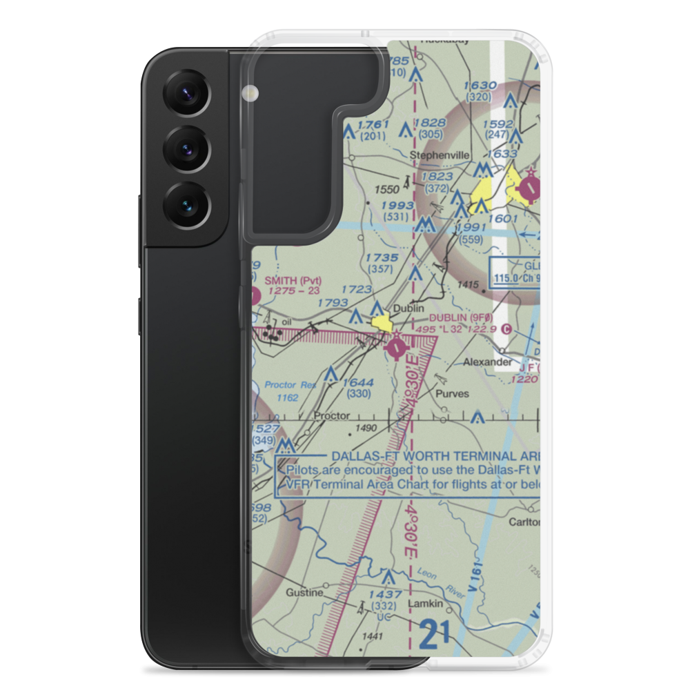 Dublin Municipal Airport (9F0) VFR Sectional Samsung Case Samsung Galaxy S22 Plus model shown
