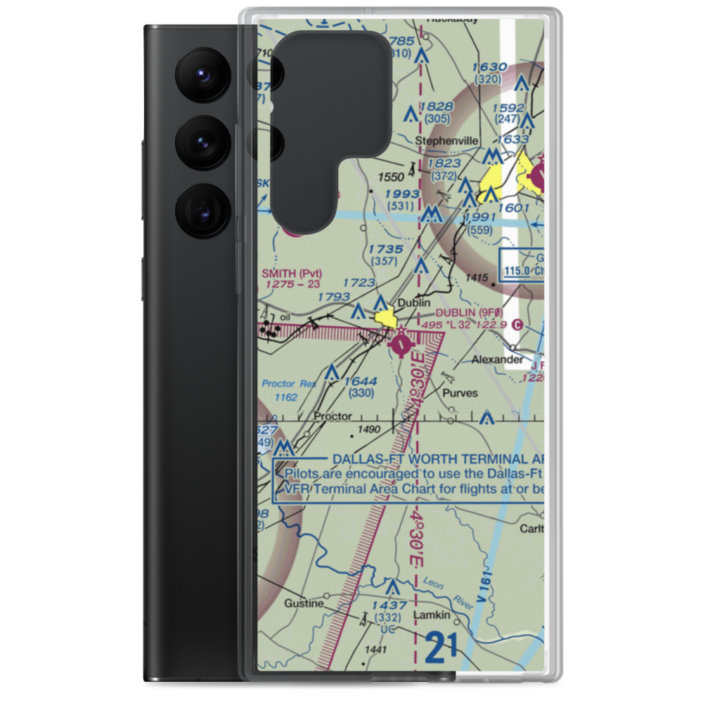Dublin Municipal Airport (9F0) VFR Sectional Samsung Case Samsung Galaxy S22 Ultra model shown