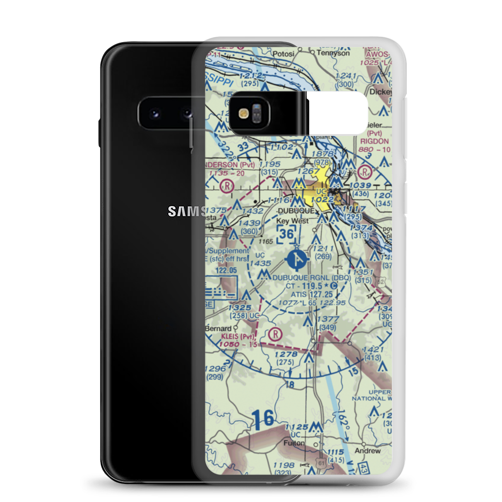 Dubuque Regional Airport (DBQ) VFR Sectional Samsung Case Samsung Galaxy S10 model shown