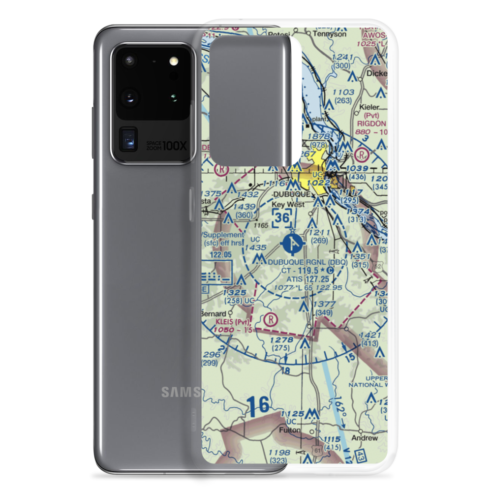 Dubuque Regional Airport (DBQ) VFR Sectional Samsung Case Samsung Galaxy S20 Ultra model shown