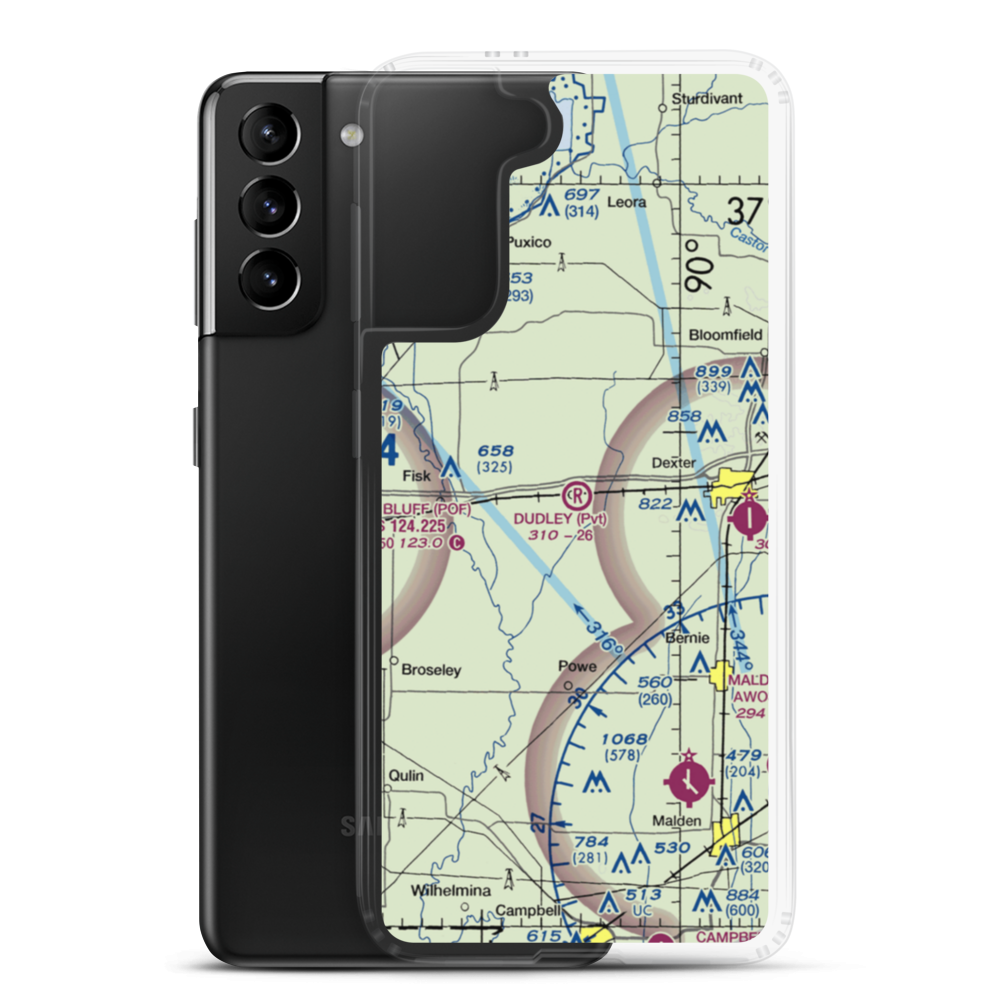 Dudley Airport (MO54) VFR Sectional Samsung Case Samsung Galaxy S21 Plus model shown