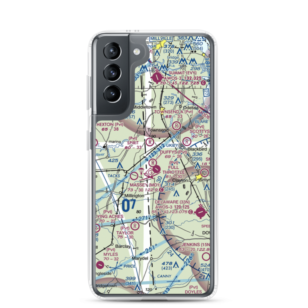 Duffy's Airport (DE19) VFR Sectional Samsung Case Samsung Galaxy S21 model shown