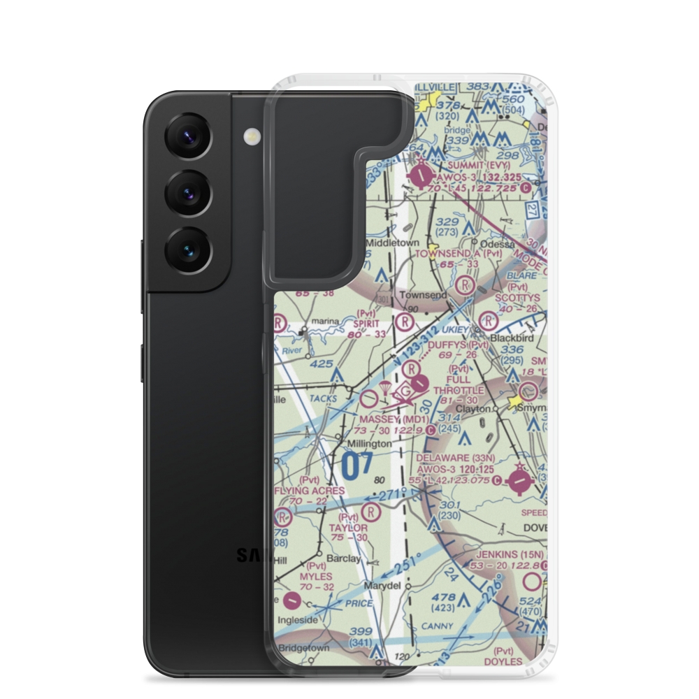 Duffy's Airport (DE19) VFR Sectional Samsung Case Samsung Galaxy S22 model shown