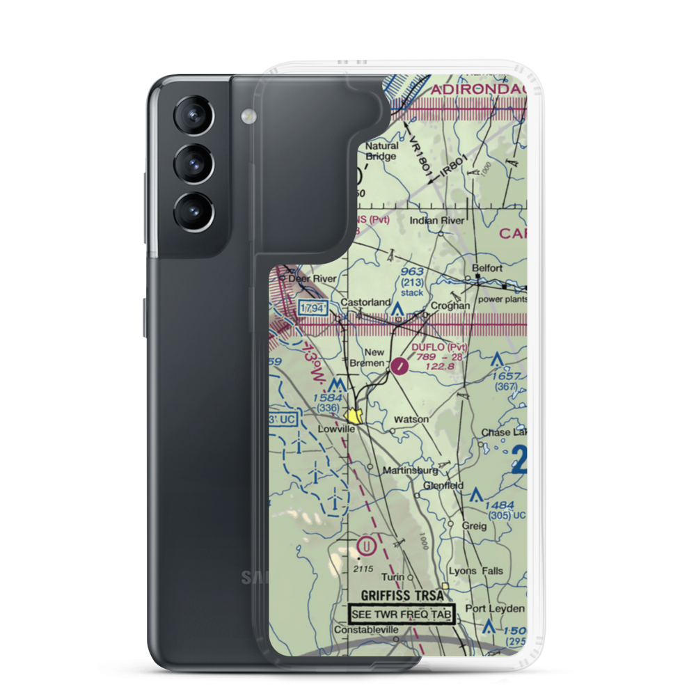 Duflo Airport (NY10) VFR Sectional Samsung Case Samsung Galaxy S21 model shown