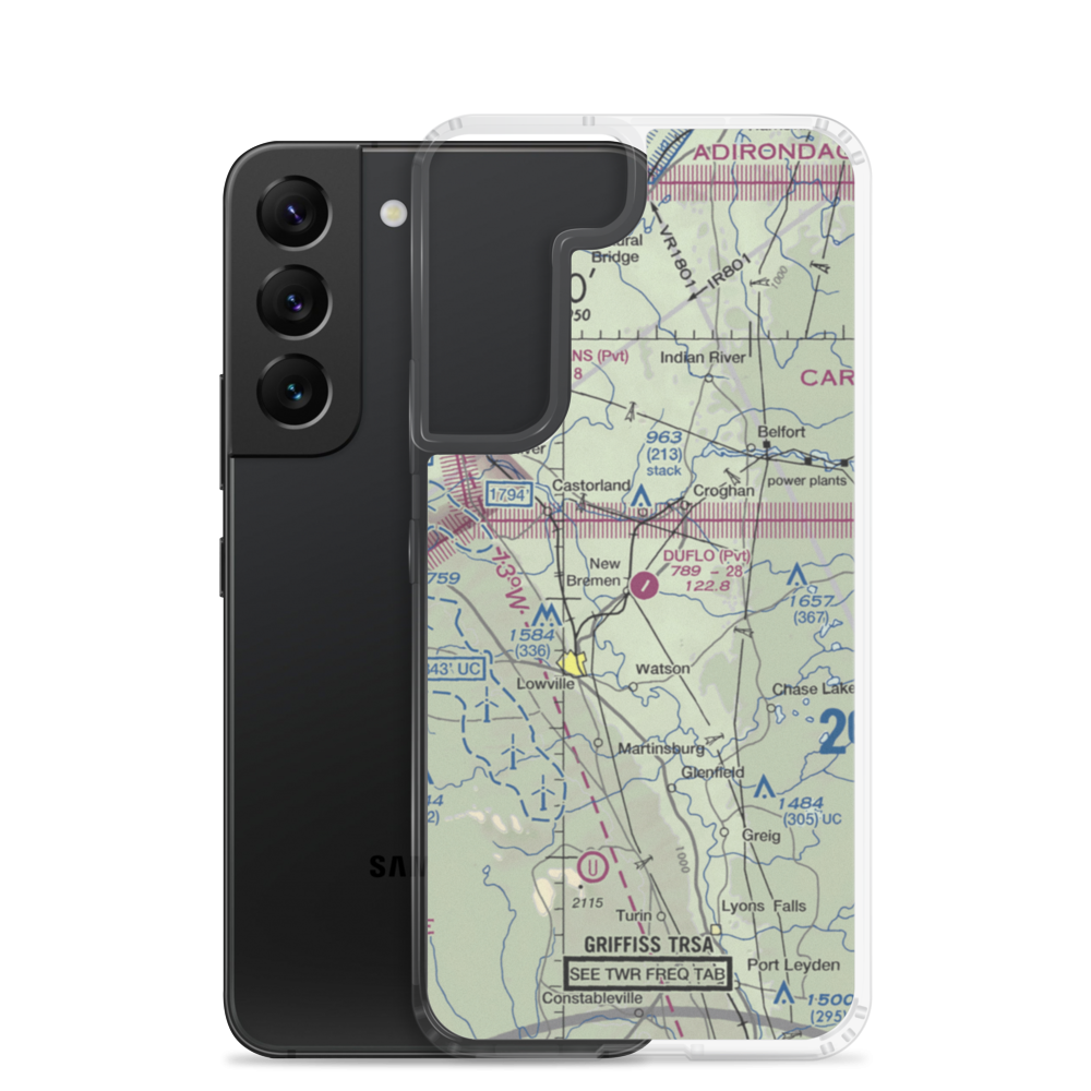 Duflo Airport (NY10) VFR Sectional Samsung Case Samsung Galaxy S22 model shown