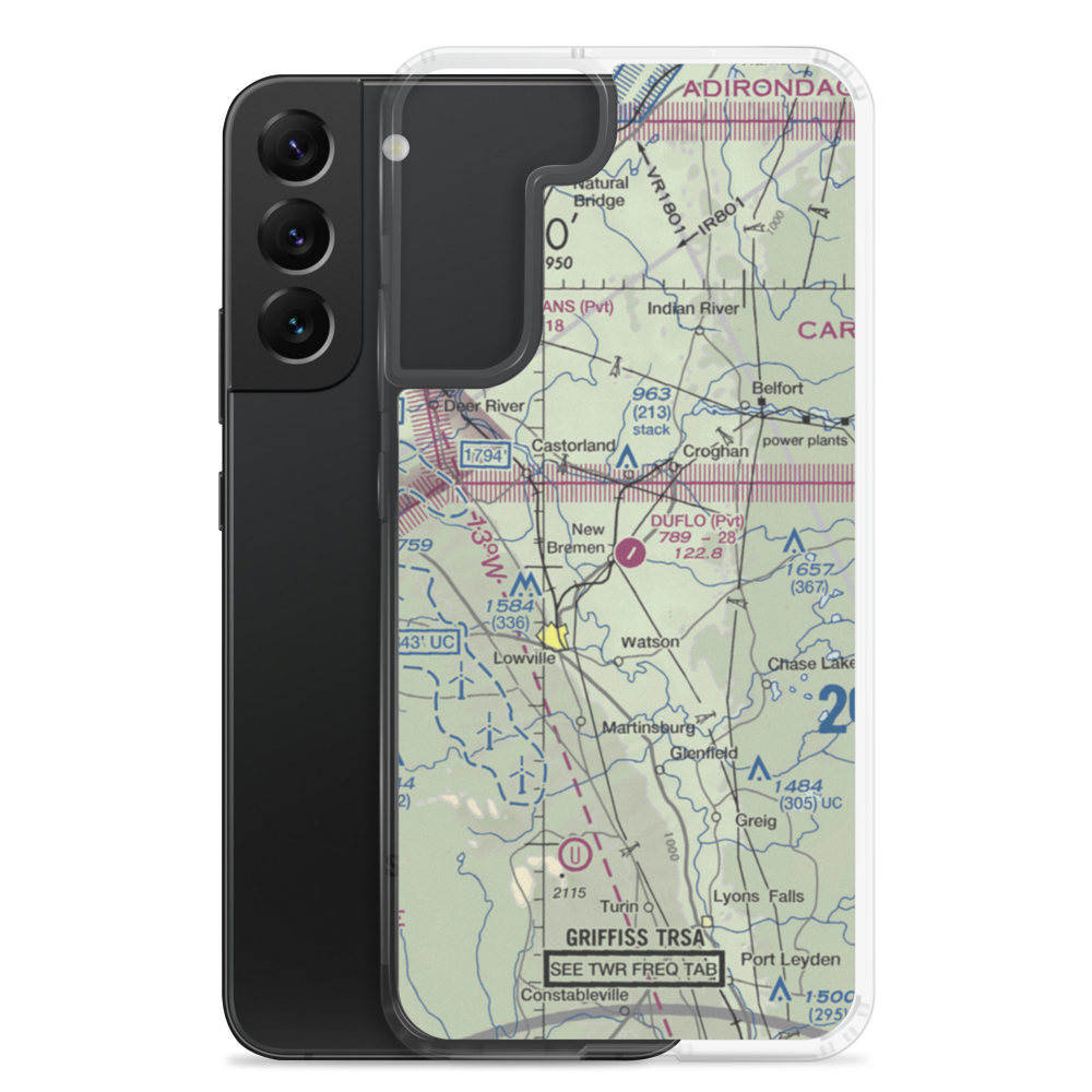 Duflo Airport (NY10) VFR Sectional Samsung Case Samsung Galaxy S22 Plus model shown