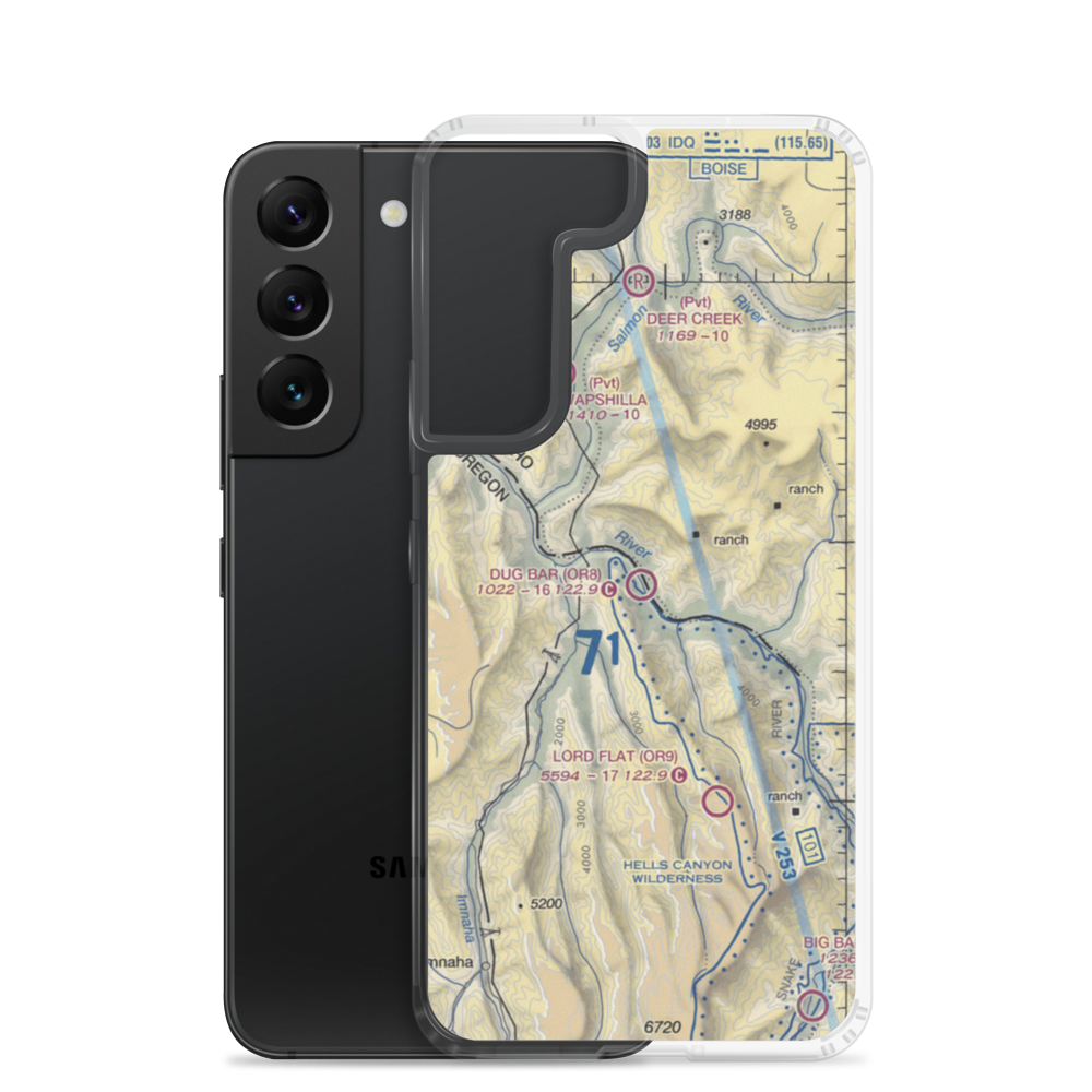 Dug Bar Airport (OR8) VFR Sectional Samsung Case Samsung Galaxy S22 model shown