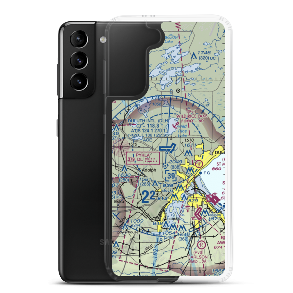 Duluth International Airport (DLH) VFR Sectional Samsung Case Samsung Galaxy S21 Plus model shown