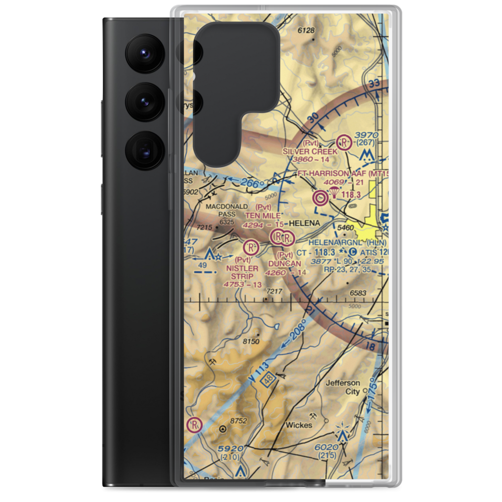 Duncan Airport (MT06) VFR Sectional Samsung Case Samsung Galaxy S22 Ultra model shown