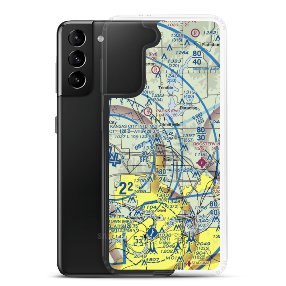 Dunham Private Airport (79MU) VFR Sectional Samsung Case Samsung Galaxy S21 Plus model shown