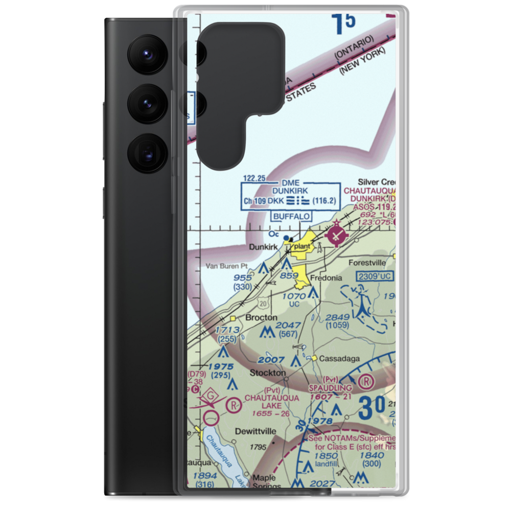 Dunkirk Airport (OVK) VFR Sectional Samsung Case Samsung Galaxy S22 Ultra model shown