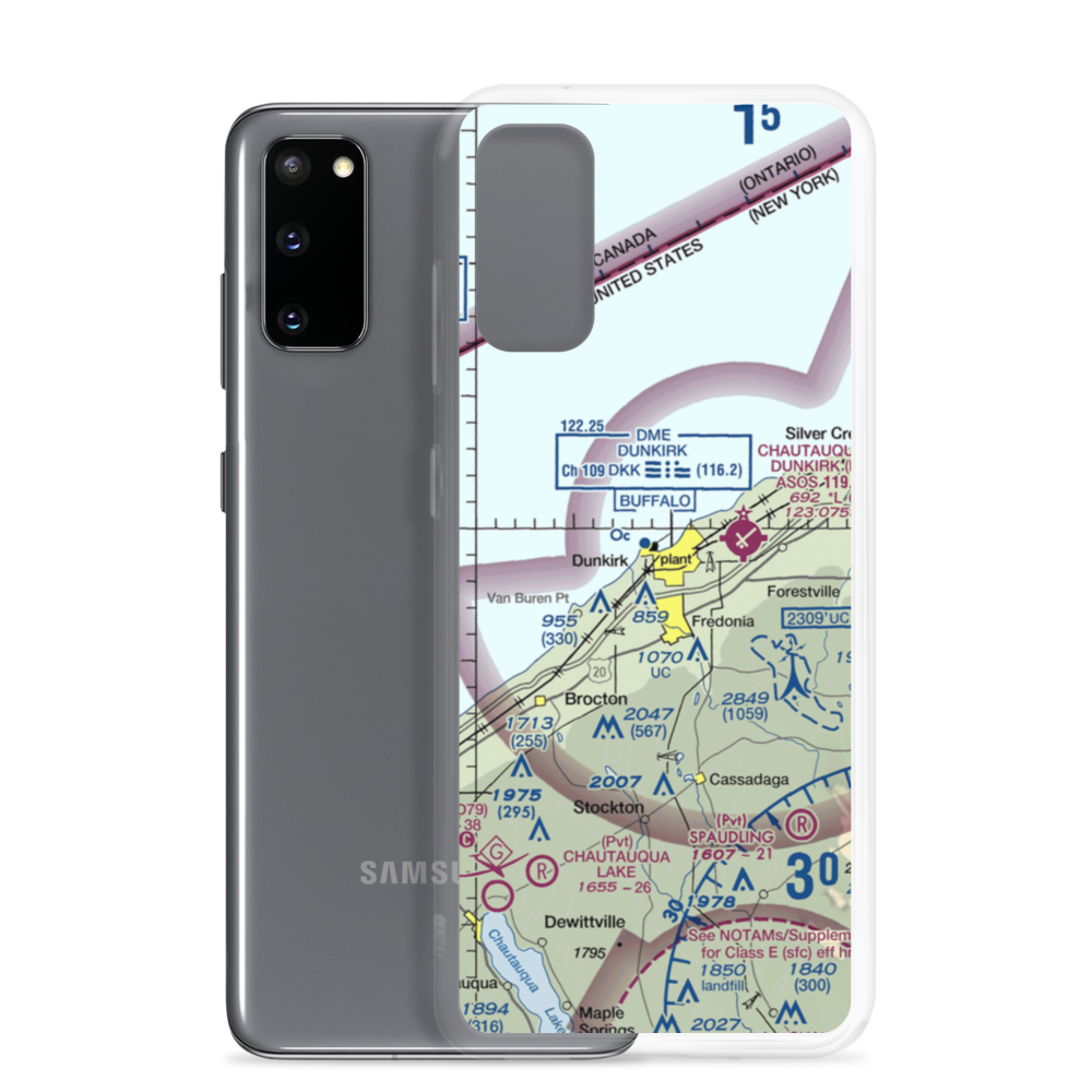 Dunkirk Airport (OVK) VFR Sectional Samsung Case Samsung Galaxy S20 model shown