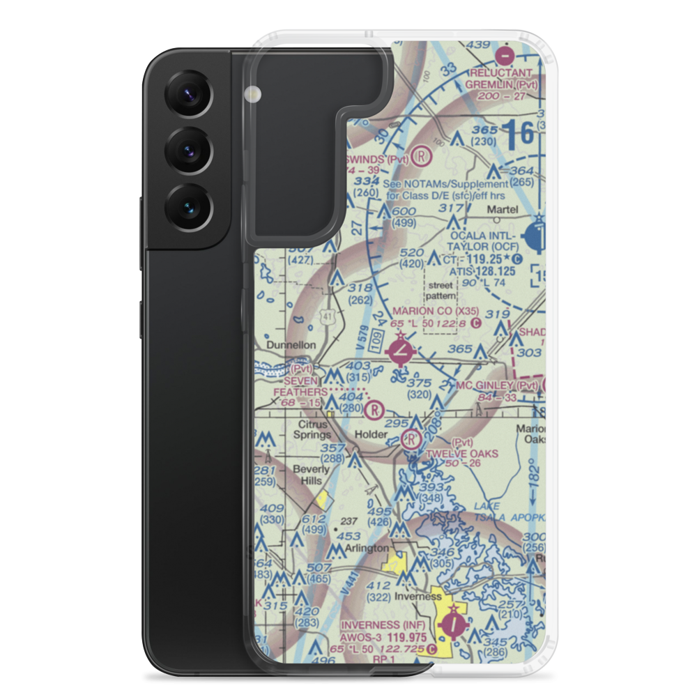 Dunnellon Marion Co & Park of Commerce Airport (X35) VFR Sectional Samsung Case Samsung Galaxy S22 Plus model shown