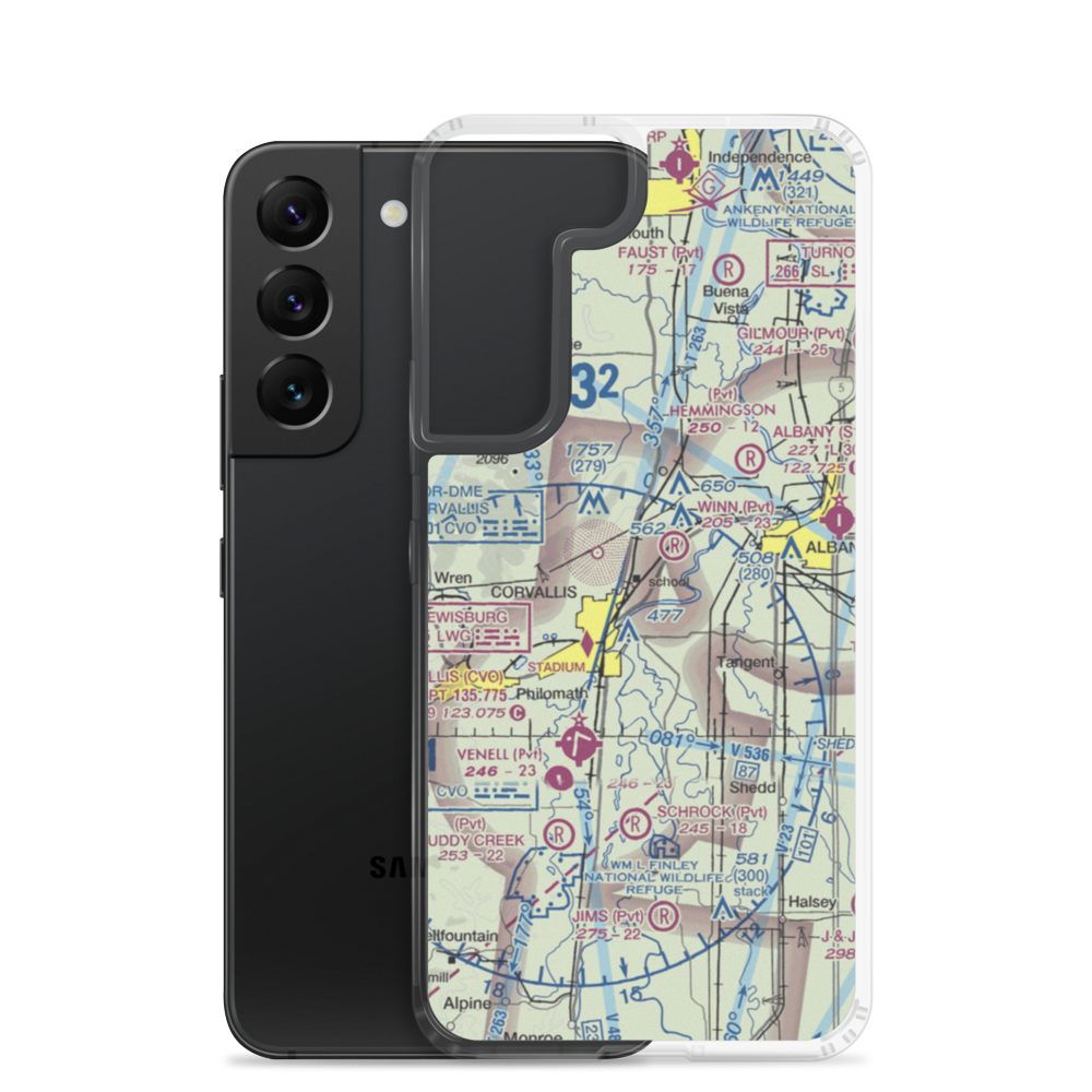 Dunning Vineyards Airport (OG01) VFR Sectional Samsung Case Samsung Galaxy S22 model shown