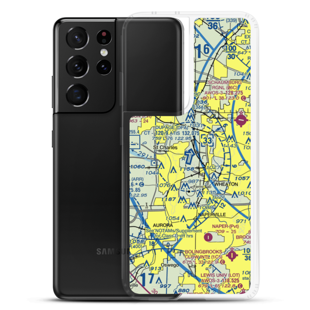 Dupage Airport (DPA) VFR Sectional Samsung Case Samsung Galaxy S21 Ultra model shown