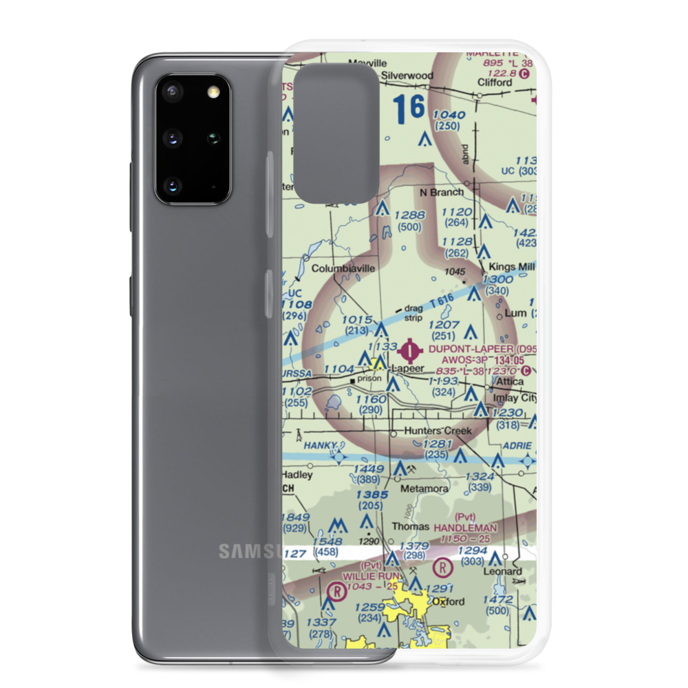 Dupont-Lapeer Airport (D95) VFR Sectional Samsung Case Samsung Galaxy S20 Plus model shown