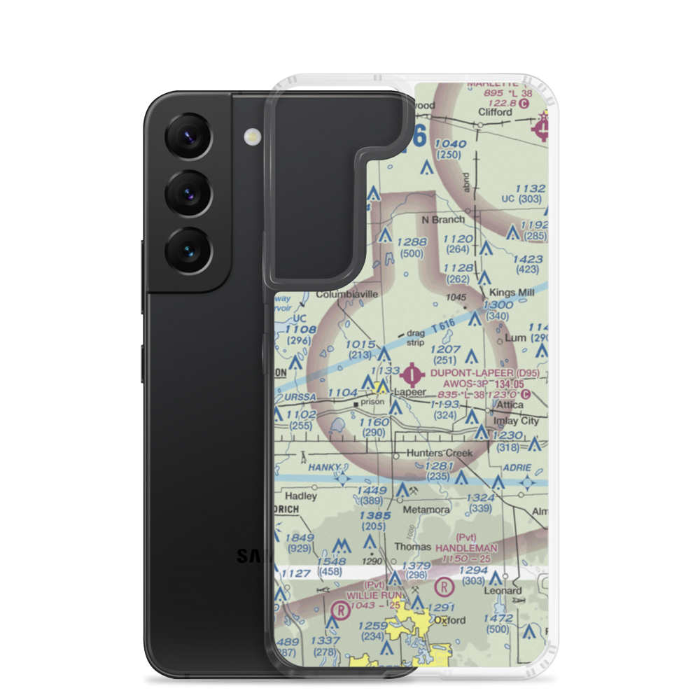Dupont-Lapeer Airport (D95) VFR Sectional Samsung Case Samsung Galaxy S22 model shown