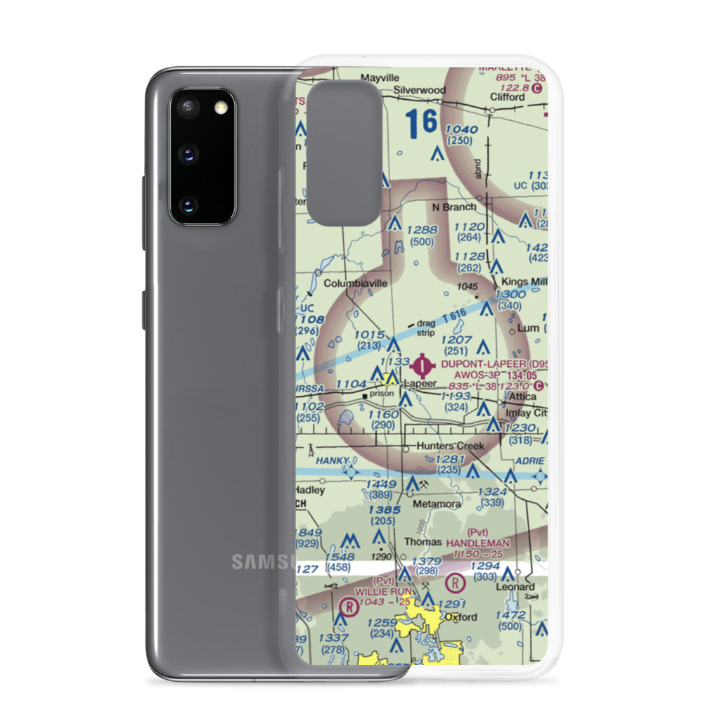 Dupont-Lapeer Airport (D95) VFR Sectional Samsung Case Samsung Galaxy S20 model shown