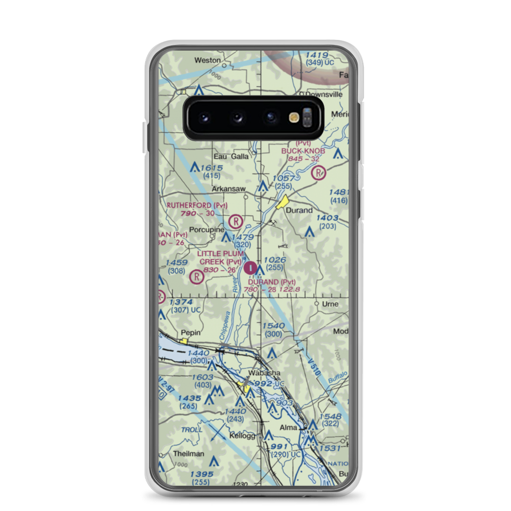 Durand Municipal Airport (WI25) VFR Sectional Samsung Case Samsung Galaxy S10 model shown