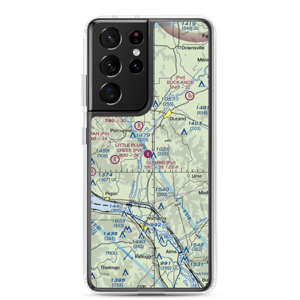 Durand Municipal Airport (WI25) VFR Sectional Samsung Case Samsung Galaxy S21 Ultra model shown