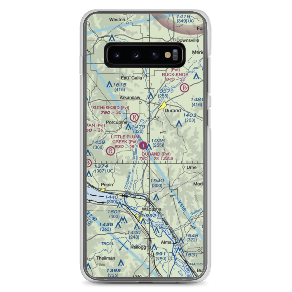 Durand Municipal Airport (WI25) VFR Sectional Samsung Case Samsung Galaxy S10+ model shown