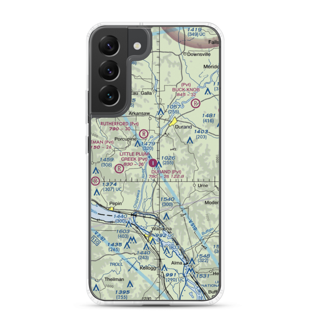 Durand Municipal Airport (WI25) VFR Sectional Samsung Case Samsung Galaxy S22 Plus model shown