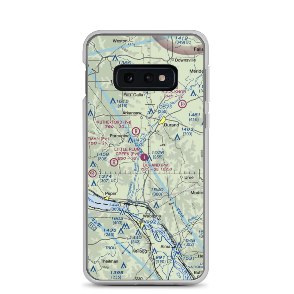 Durand Municipal Airport (WI25) VFR Sectional Samsung Case Samsung Galaxy S10e model shown