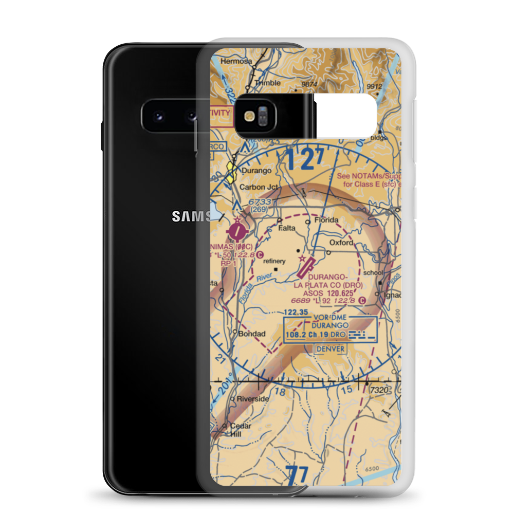 Durango La Plata County Airport (DRO) VFR Sectional Samsung Case Samsung Galaxy S10 model shown