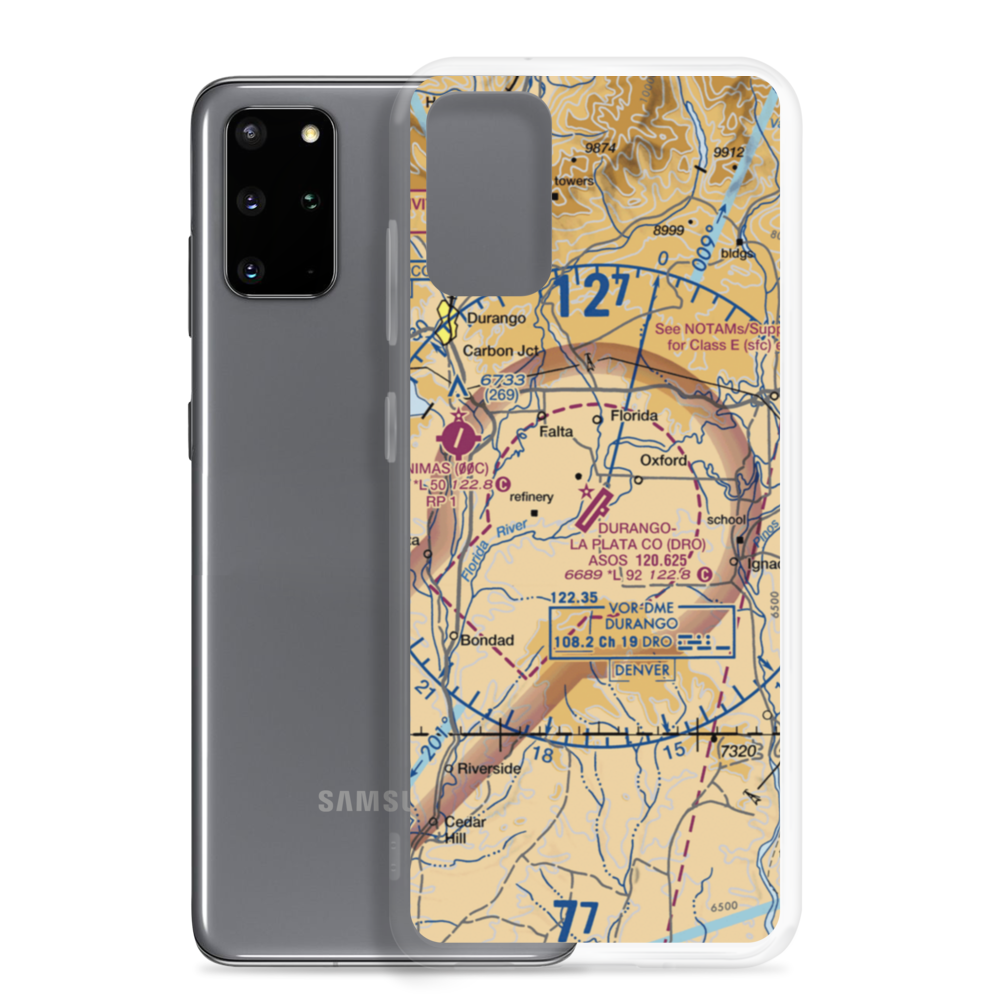 Durango La Plata County Airport (DRO) VFR Sectional Samsung Case Samsung Galaxy S20 Plus model shown