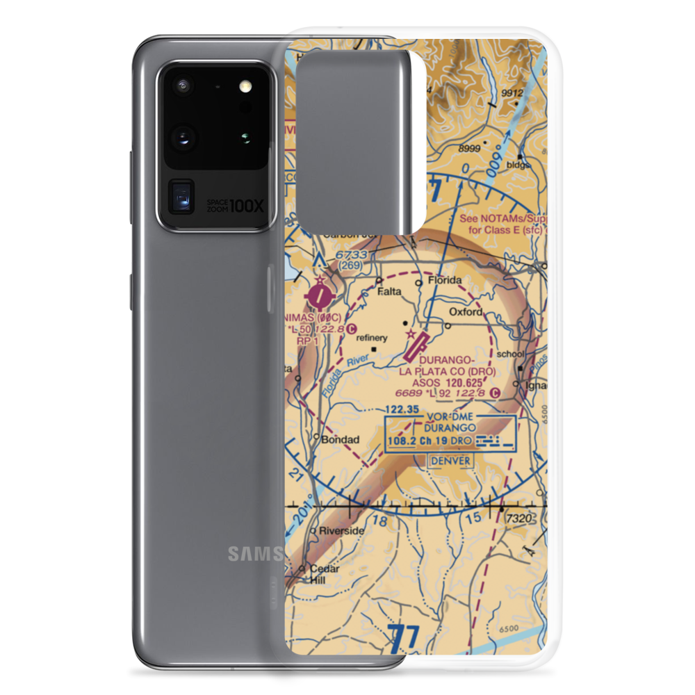 Durango La Plata County Airport (DRO) VFR Sectional Samsung Case Samsung Galaxy S20 Ultra model shown