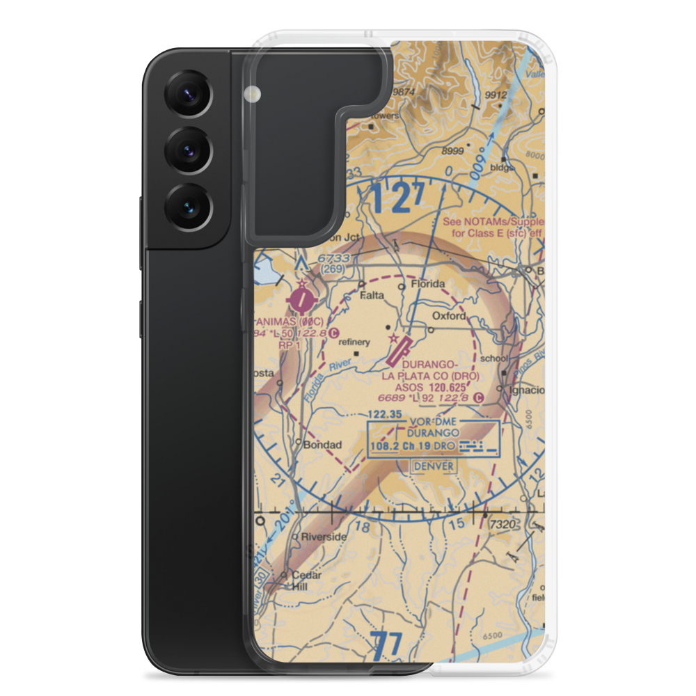 Durango La Plata County Airport (DRO) VFR Sectional Samsung Case Samsung Galaxy S22 Plus model shown