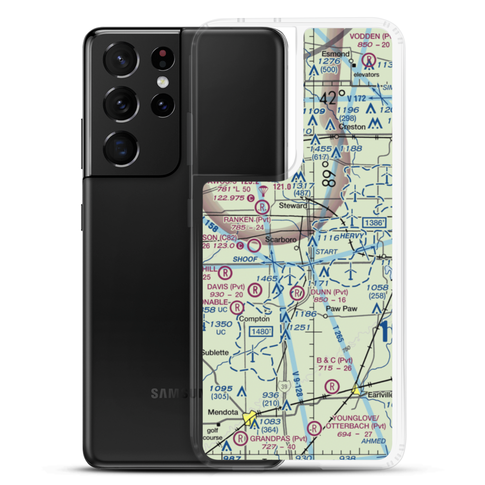 Durin RLA Airport (IL53) VFR Sectional Samsung Case Samsung Galaxy S21 Ultra model shown