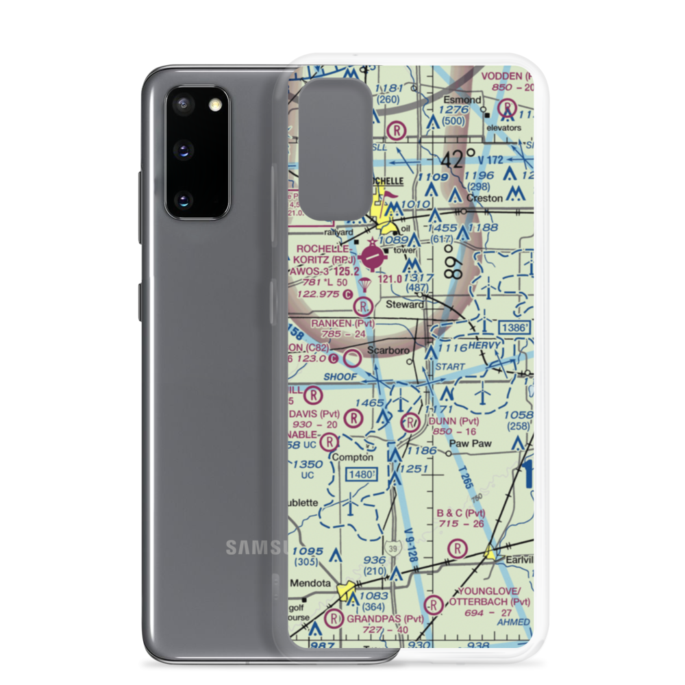 Durin RLA Airport (IL53) VFR Sectional Samsung Case Samsung Galaxy S20 model shown
